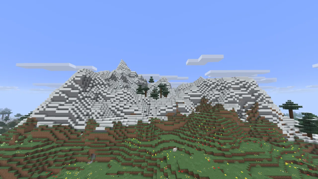 High-altitude Jagged Peaks mountain range on the surface